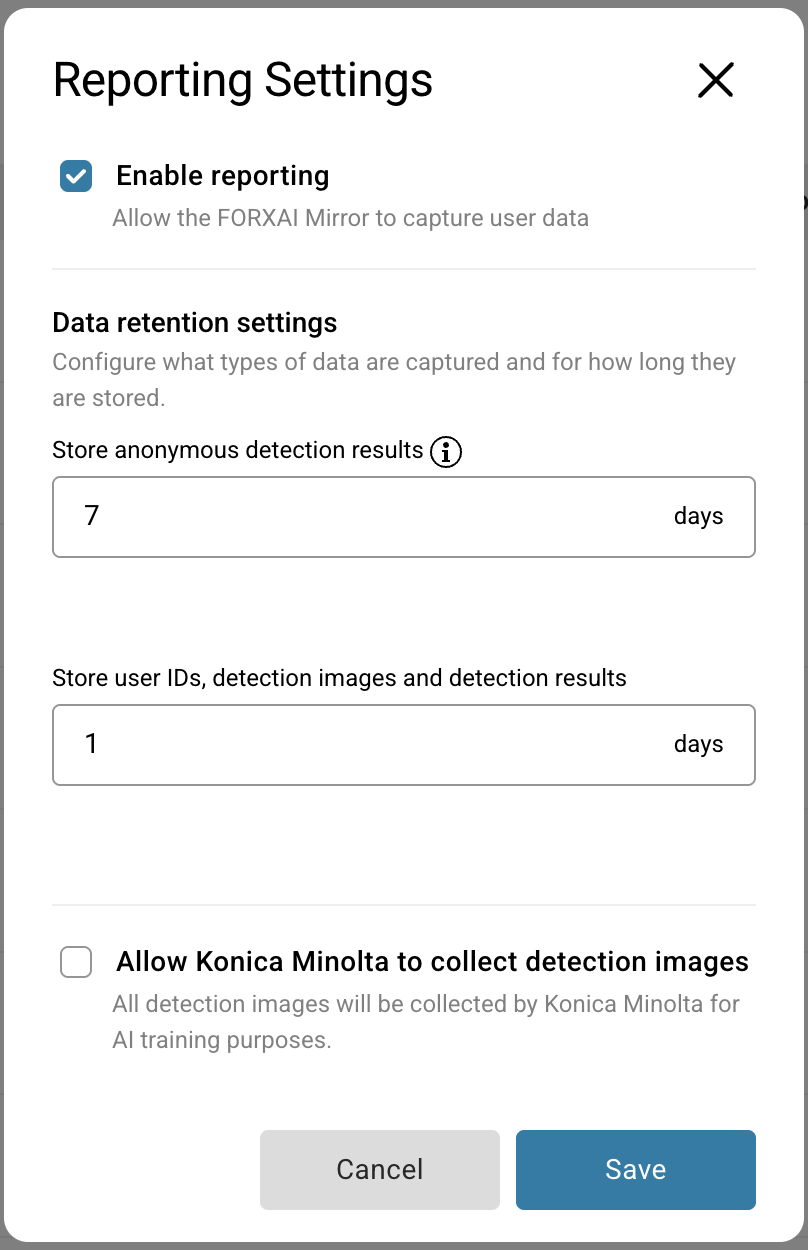 Reporting Settings