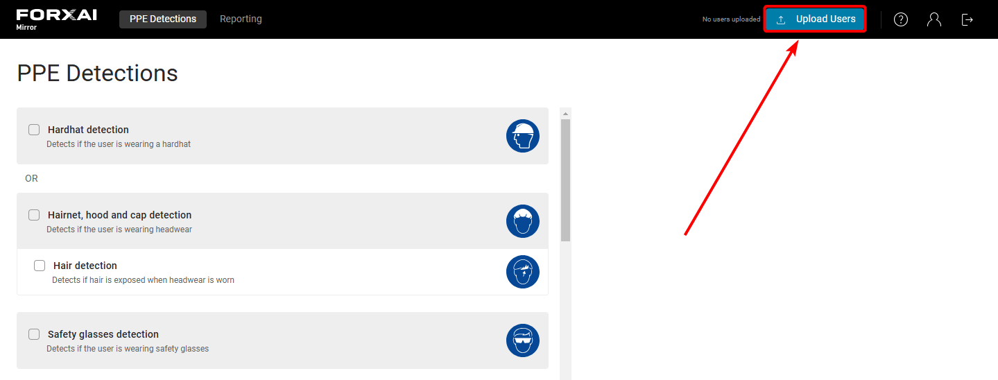 Click upload users