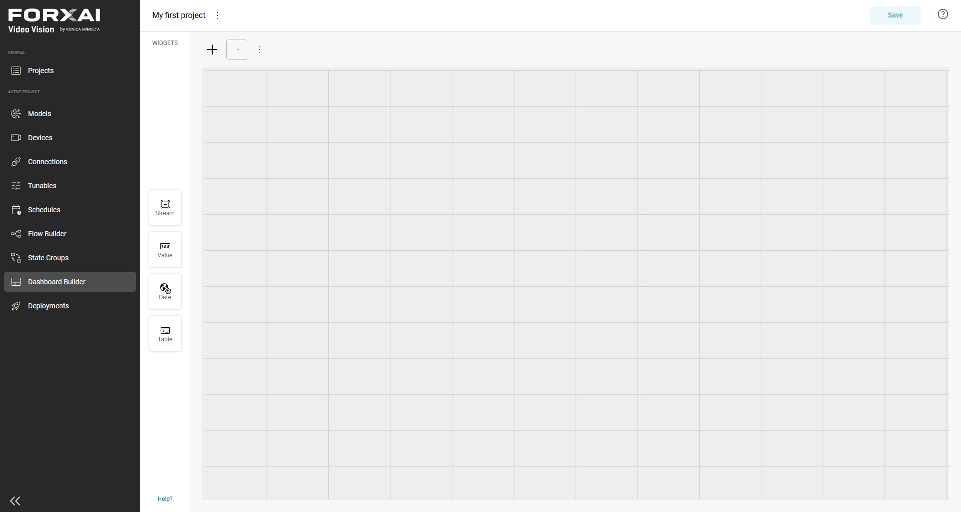 The Dashboard Builder interface