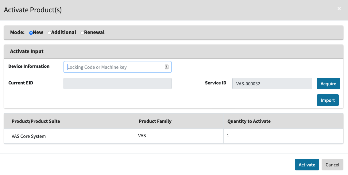 Activate products page