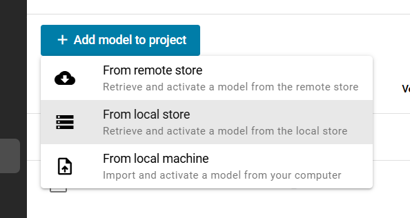 Options to configure models per project