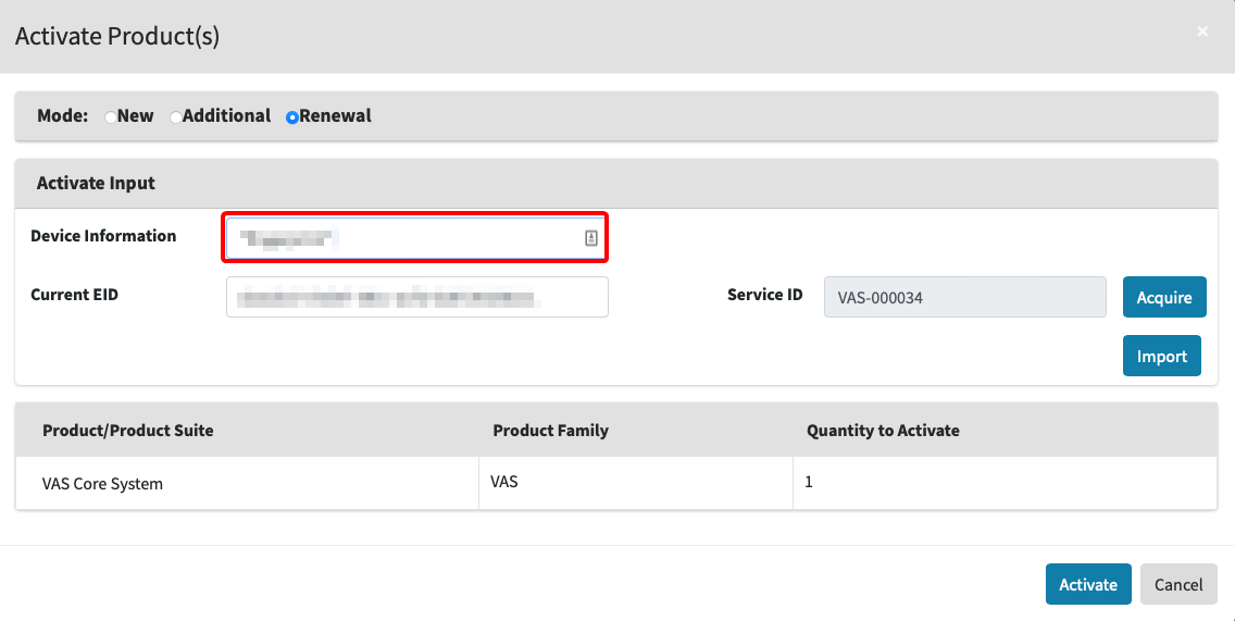 License Device Information