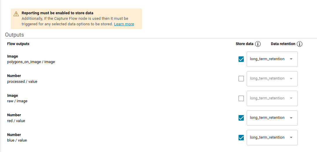 Reporting retention setting
