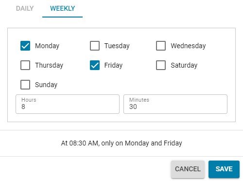 Schedules weeks and days