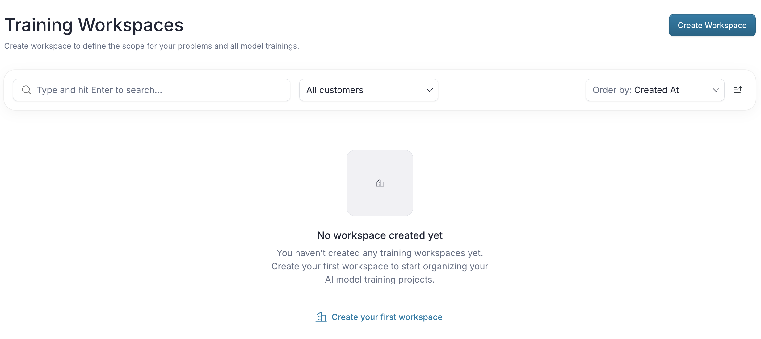 Workspace UI empty