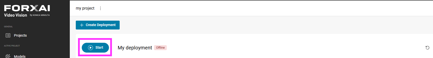 Deployments page