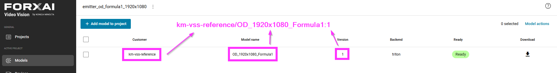 Model name syntax from Models page