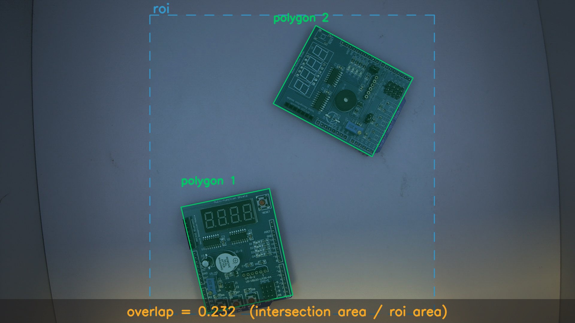 Polygon Overlap computation on a PCB inspection scene