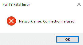 Putty SSH error